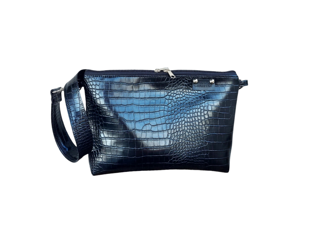 BLACK CROCO SHOULDER BAG