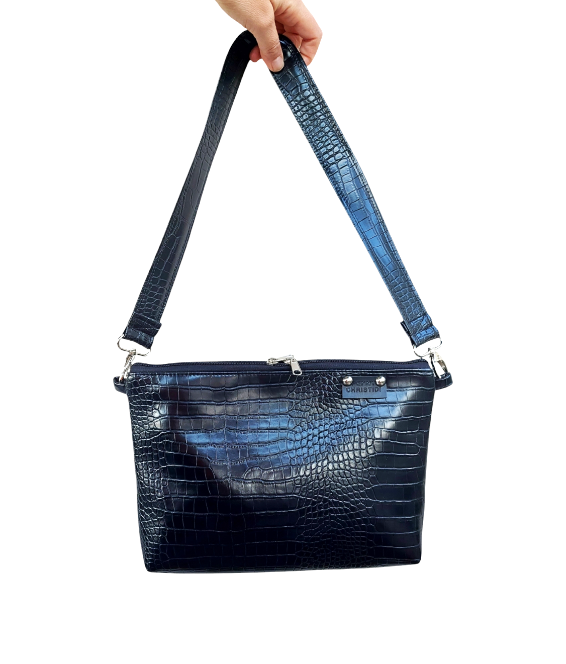 BLACK CROCO SHOULDER BAG