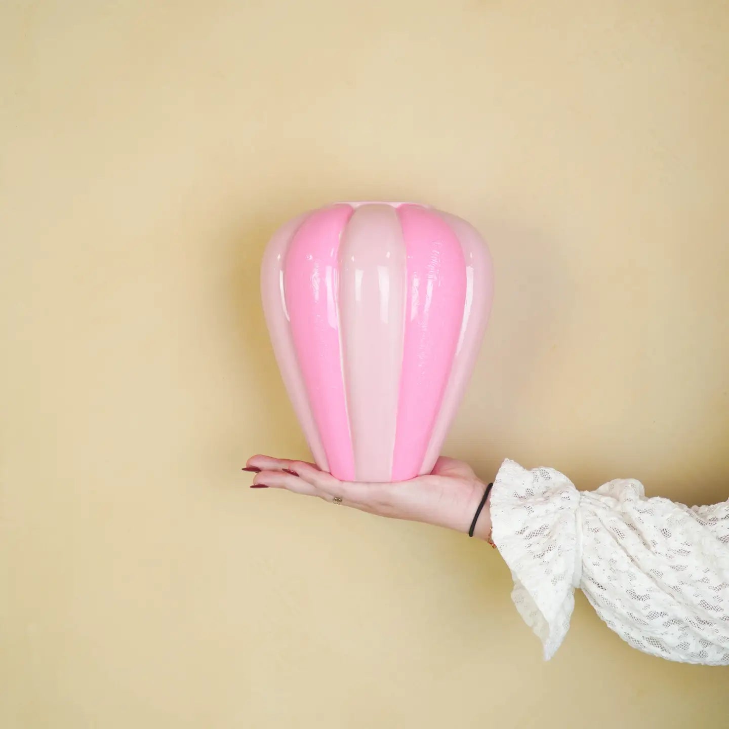 Flower Vase Neon Pink/ Light Pink 20x20x21,5 cm