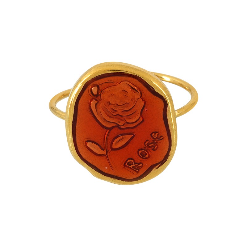 Ατσάλινο δαχτυλίδι Οβάλ Rose