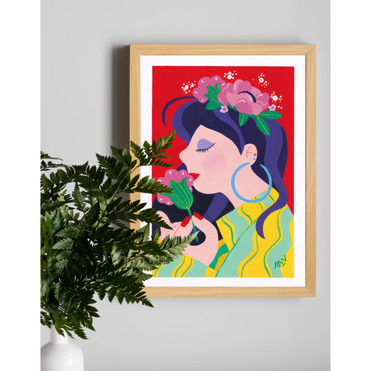 Girl with a Flower POSTER A4 30x20 cm