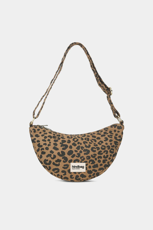 Andrea Leopard Cinnamon Half-Moon Bag