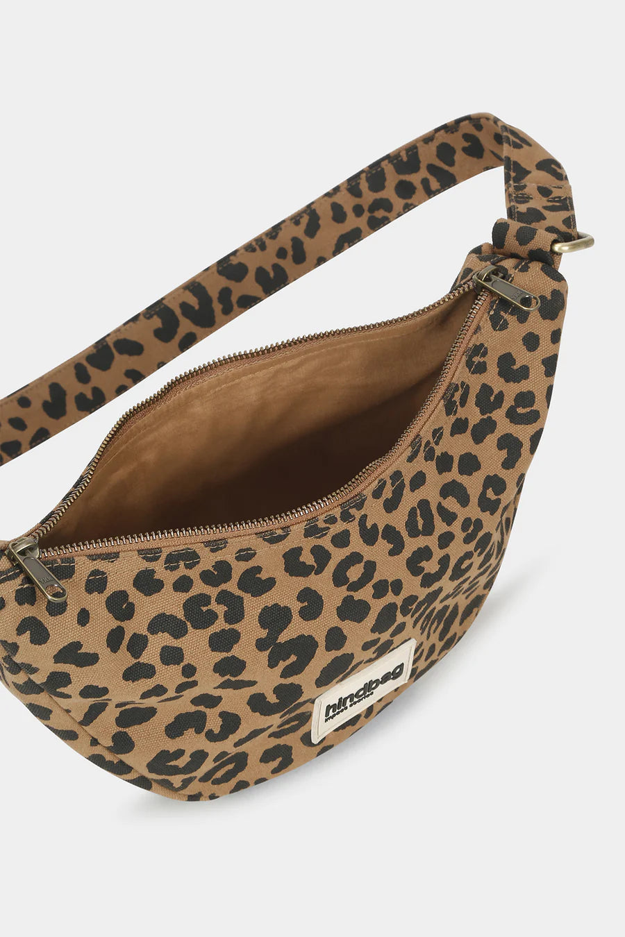Andrea Leopard Cinnamon Half-Moon Bag