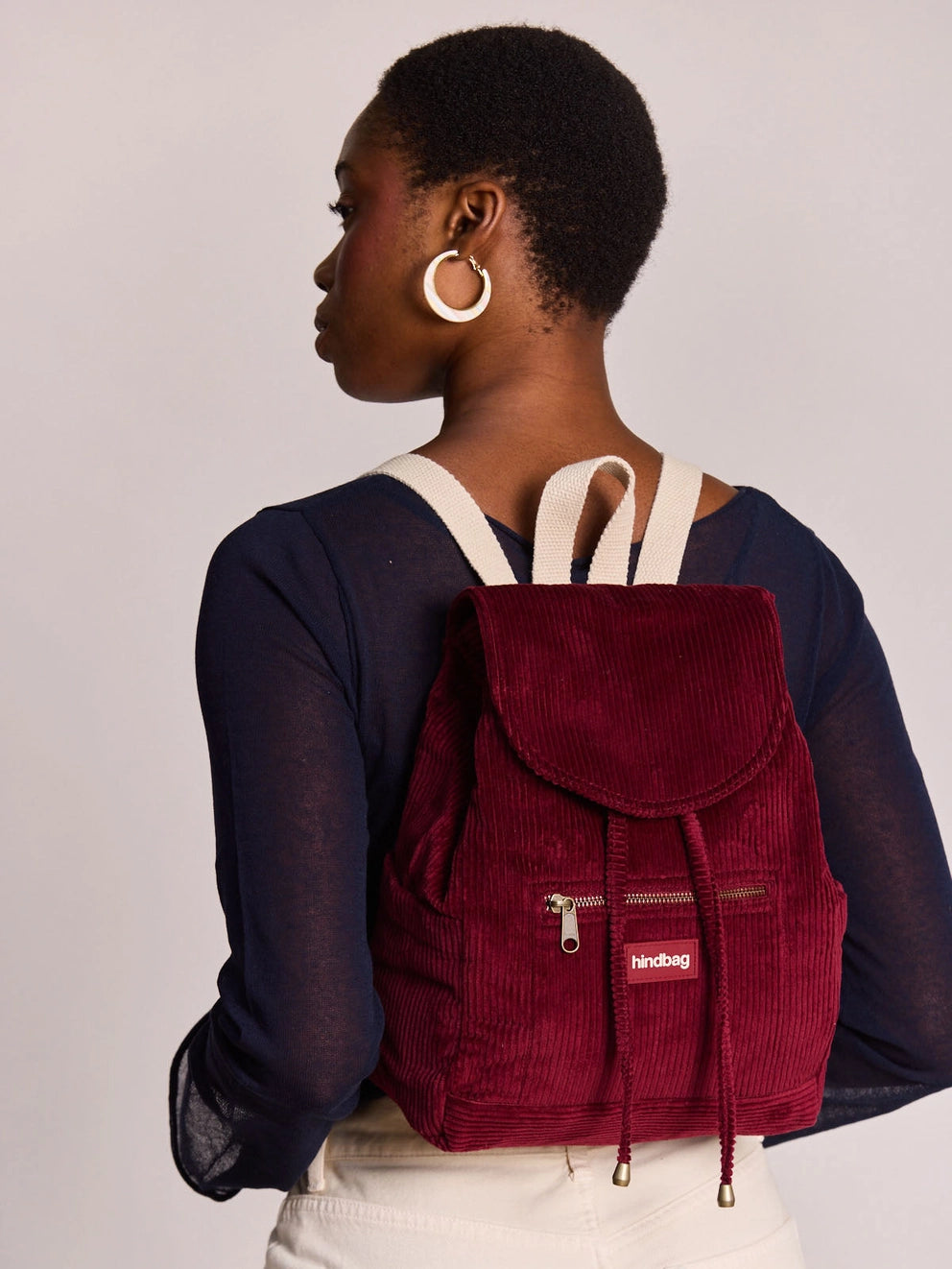Mini Eliot Velvet Backpack in Burgundy