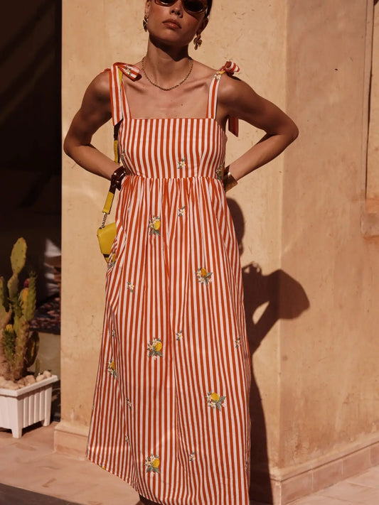 Asma Orange Dress with Lemons