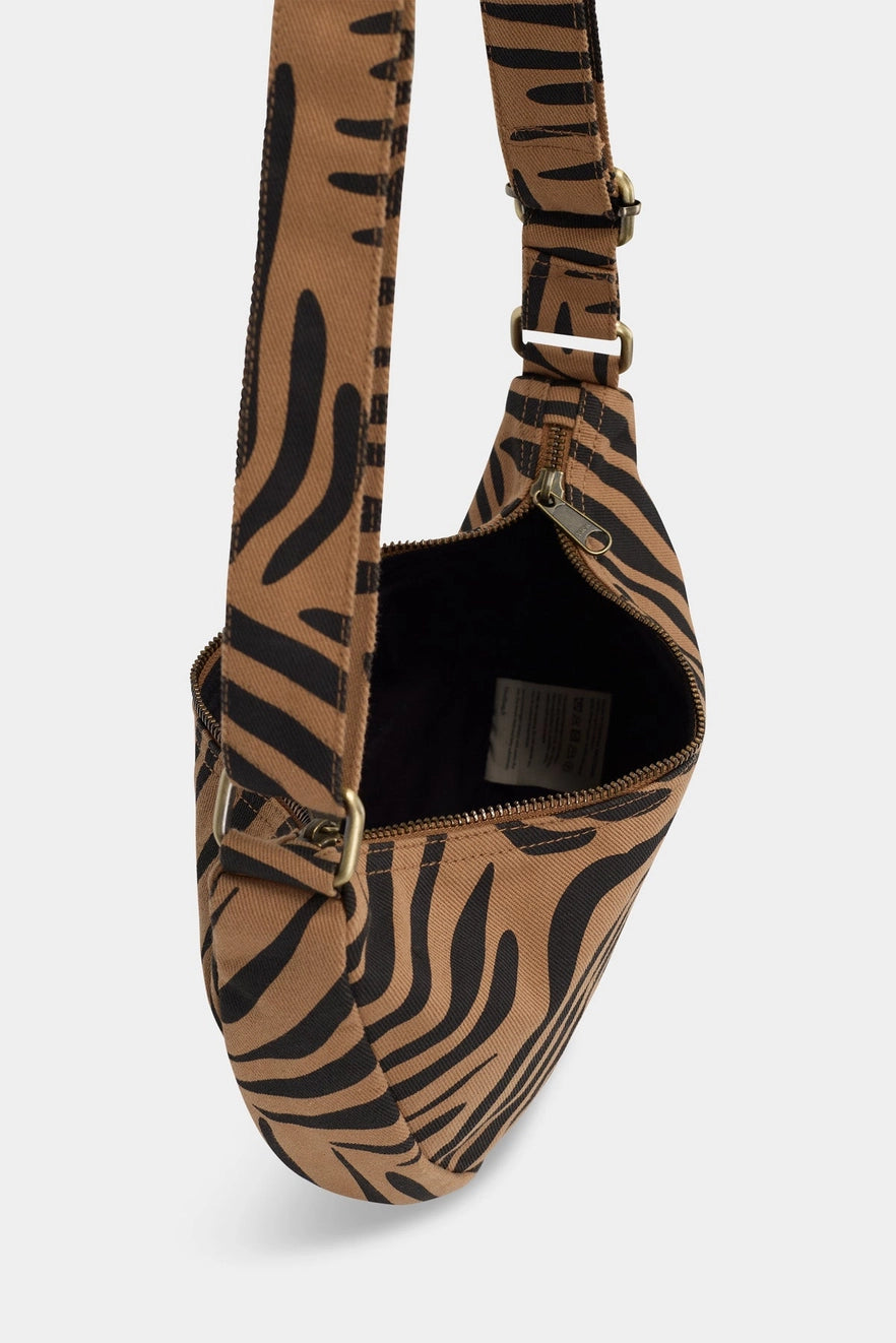 Andrea Zebra Cinnamon Half-Moon Bag