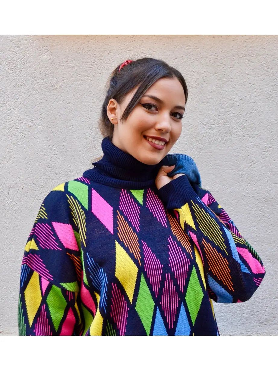 Colourful High Neck Sweater