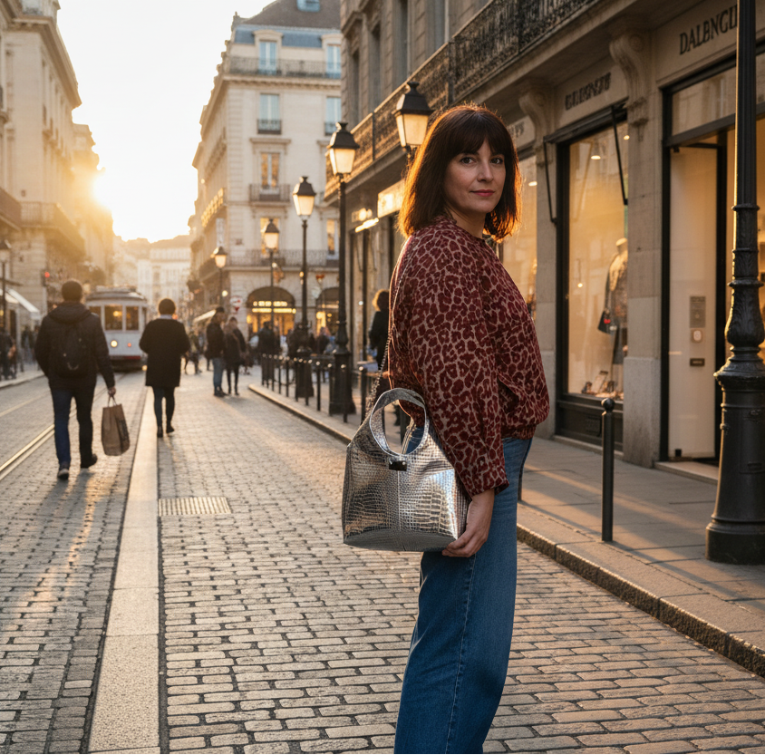 Chic city street handbag image