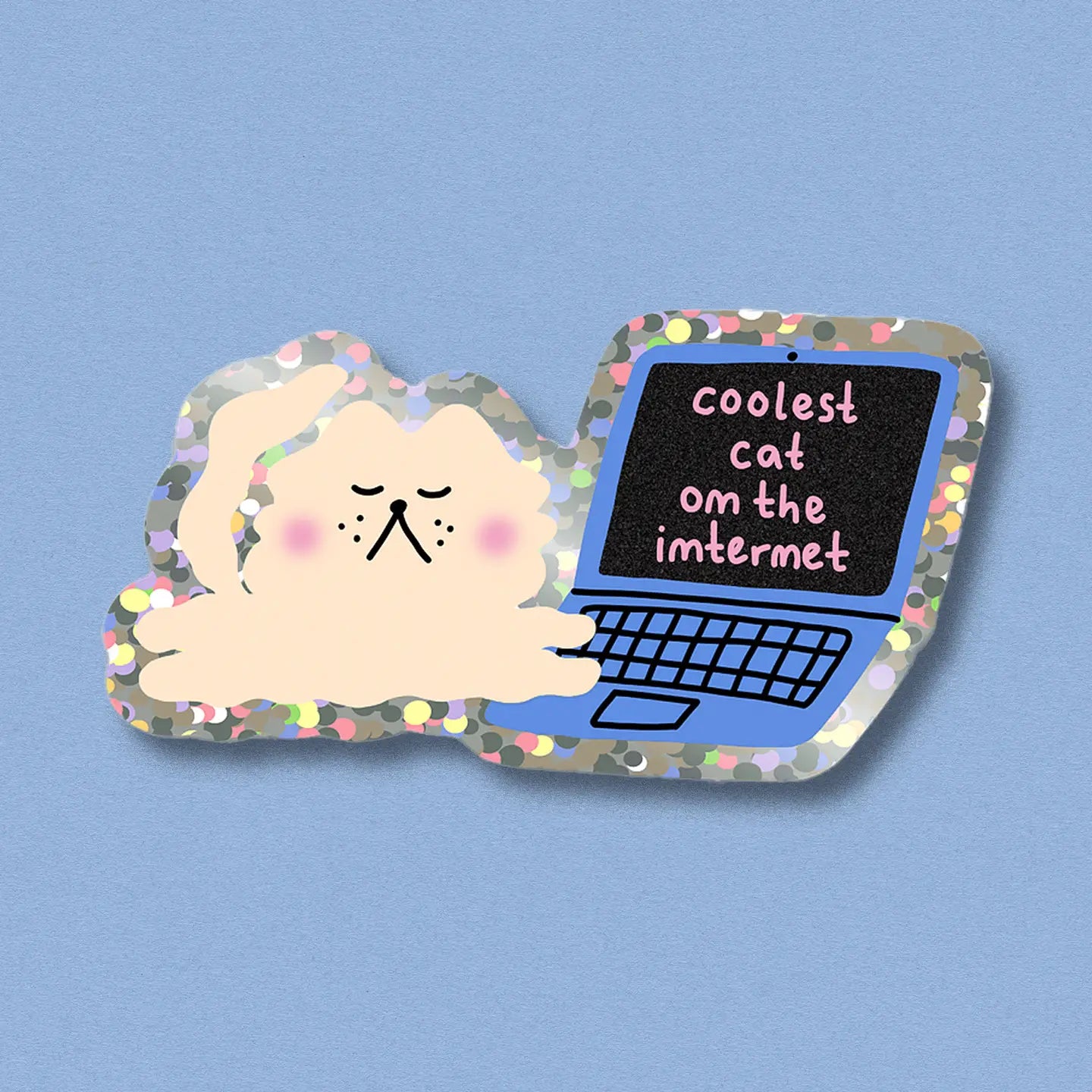 Glitter Sticker 'Coolest Cat'