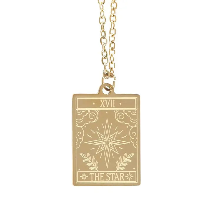 The Star Vintage Tarot Card Necklace On Greeting Card