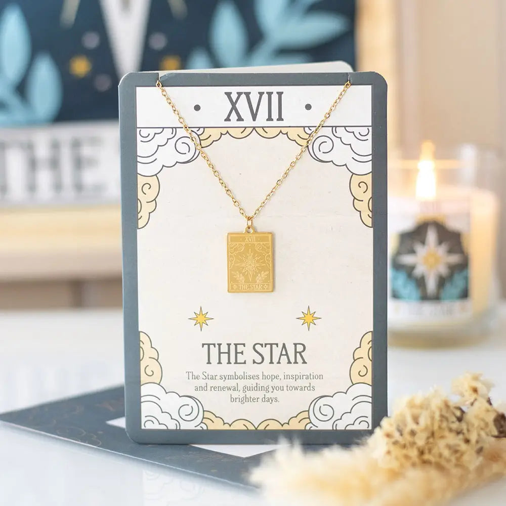 The Star Vintage Tarot Card Necklace On Greeting Card
