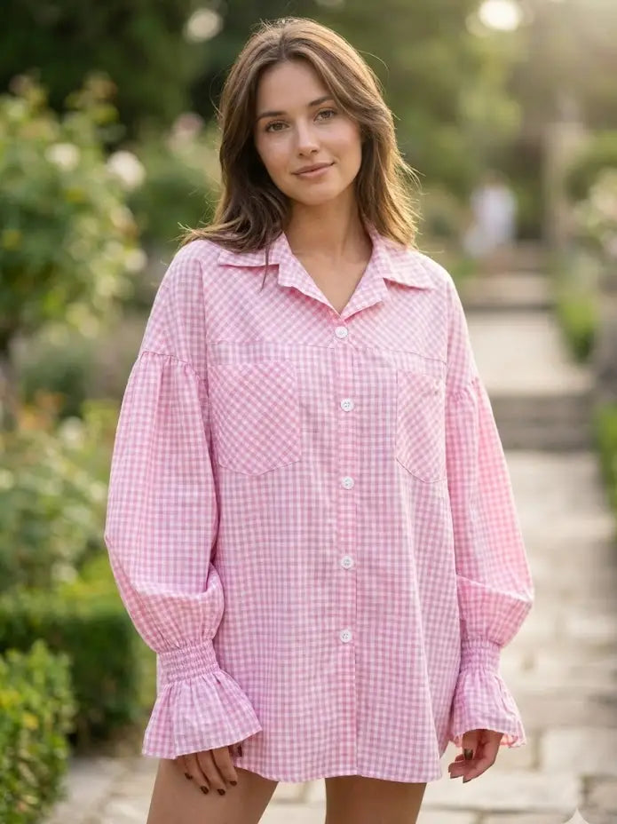 Pink Puff Sleeve Shirt