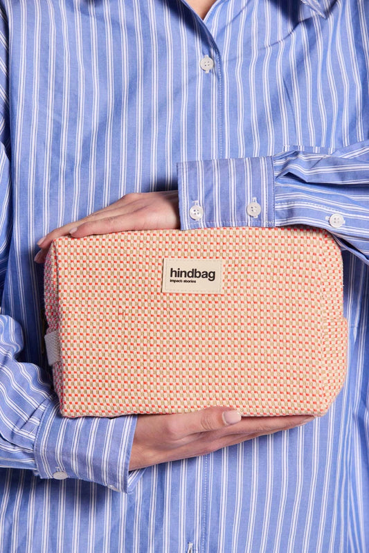 Leon Coral Woven Toiletry Bag