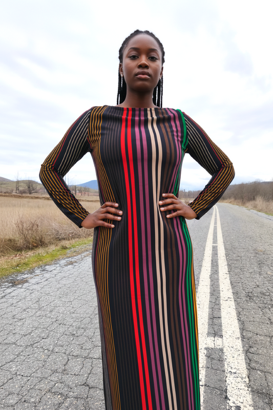 MULTICOLOUR STRIPES BODYCON DRESS