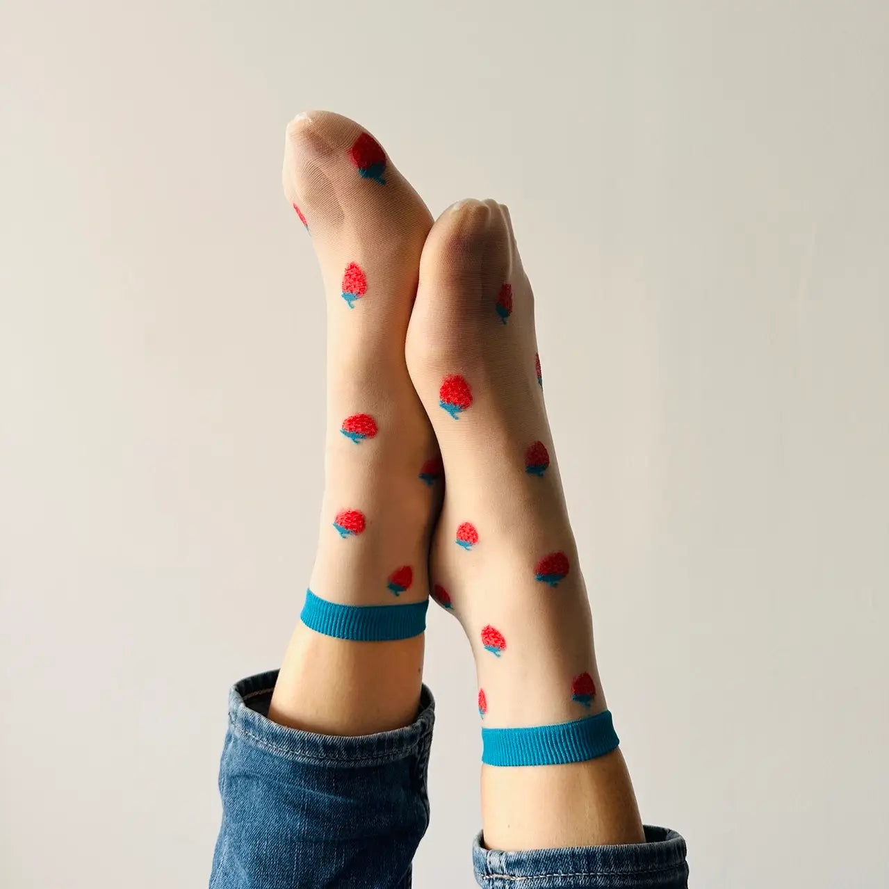 Strawberries Transparent Sock