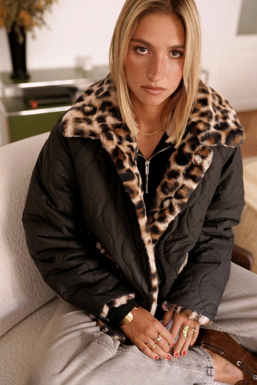 Leopard Black Coat