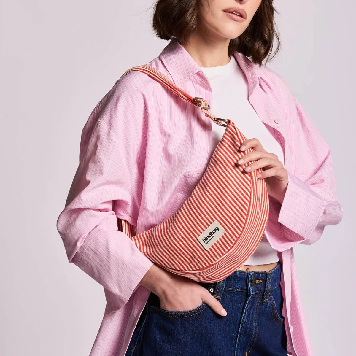 Andrea Red Stripes Crossbody Bag