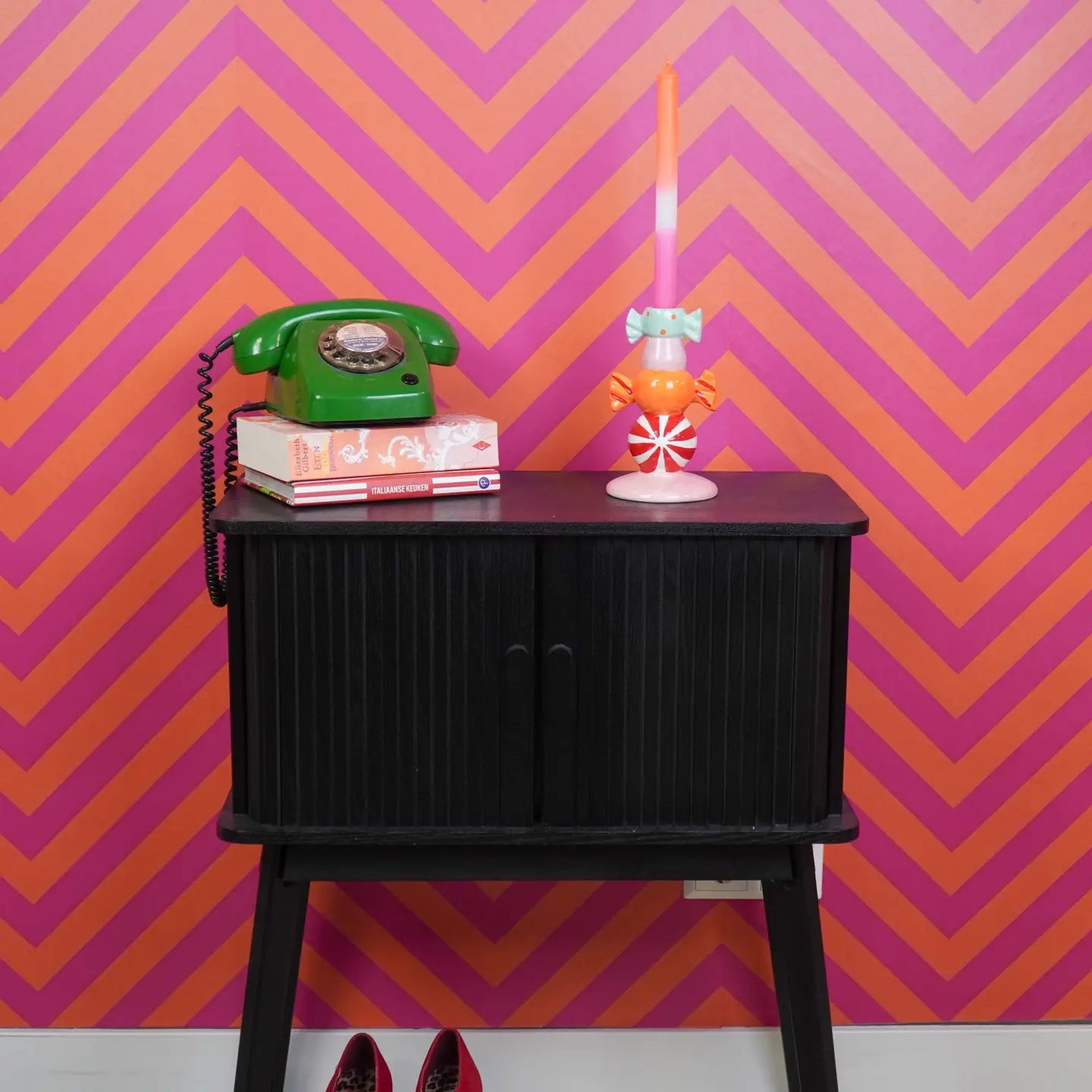 Multi Colour Candy Candle Holder 11x11x18cm