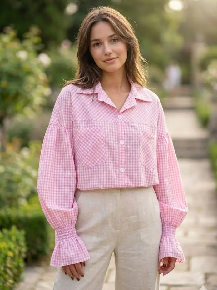 Pink Puff Sleeve Shirt
