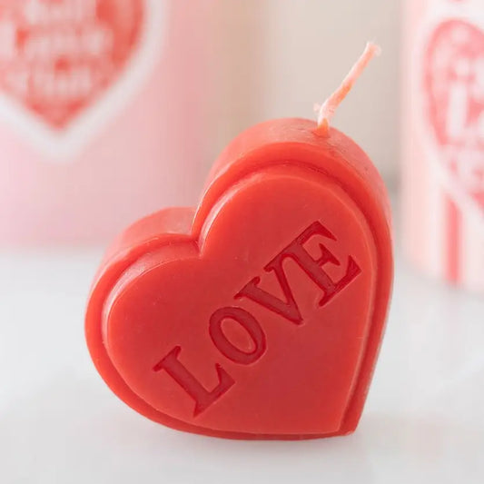 Red Love Heart Shaped Candle