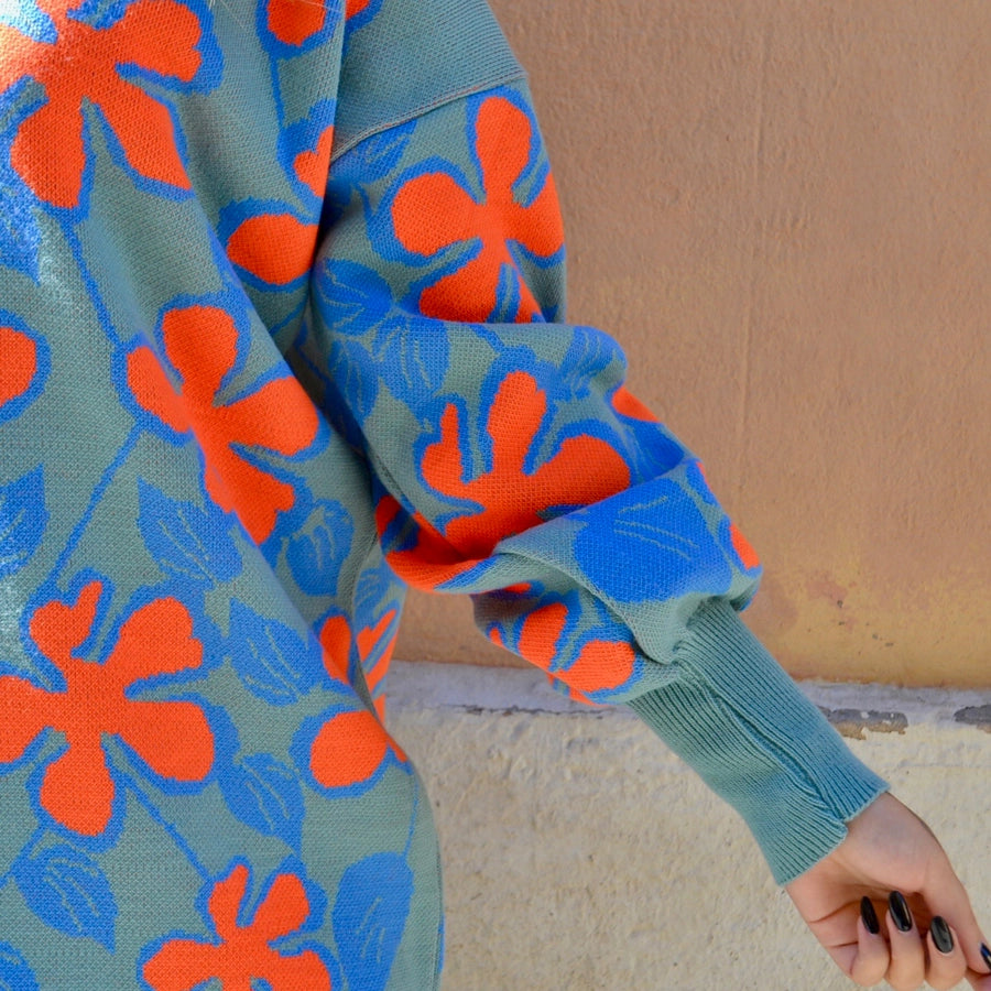 Blue Flowers Sweater