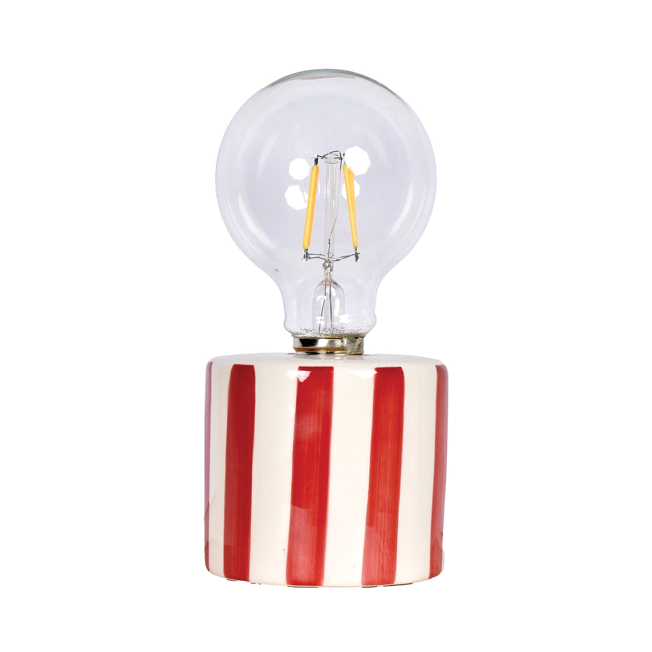Red Stripe Led Decoration with Batteries H17.5cm