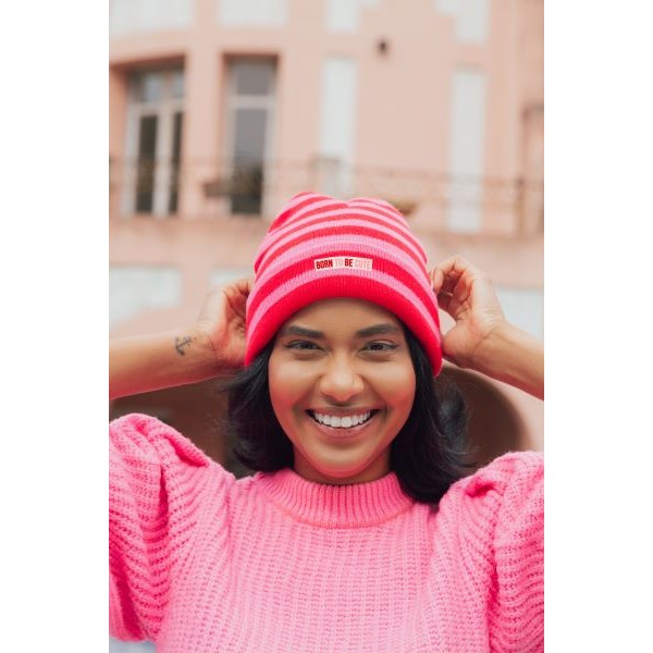 ΣΚΟΥΦΟΣ "BORN TO BE CUTE" PINK & RED STRIPES