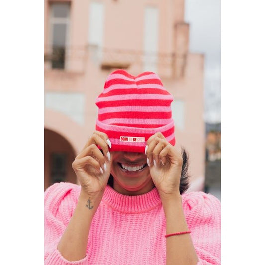 ΣΚΟΥΦΟΣ "BORN TO BE CUTE" PINK & RED STRIPES