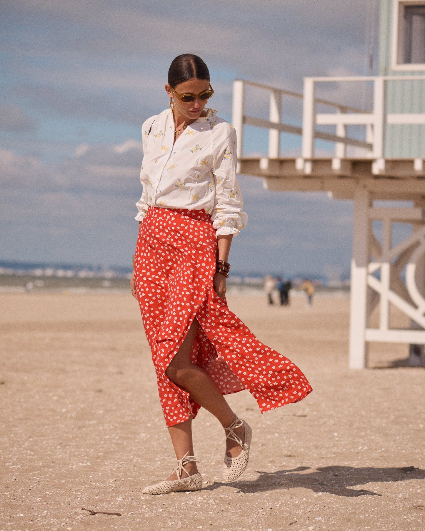 Red Floral Skirt