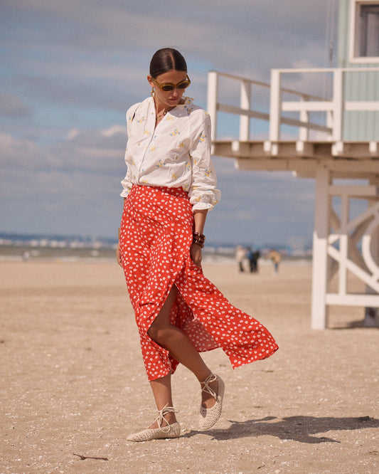 Red Floral Skirt