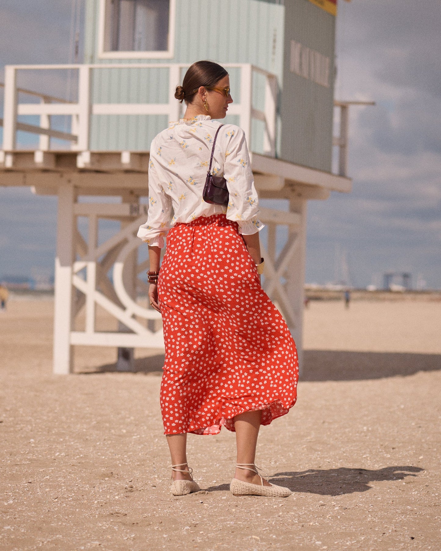 Red Floral Skirt