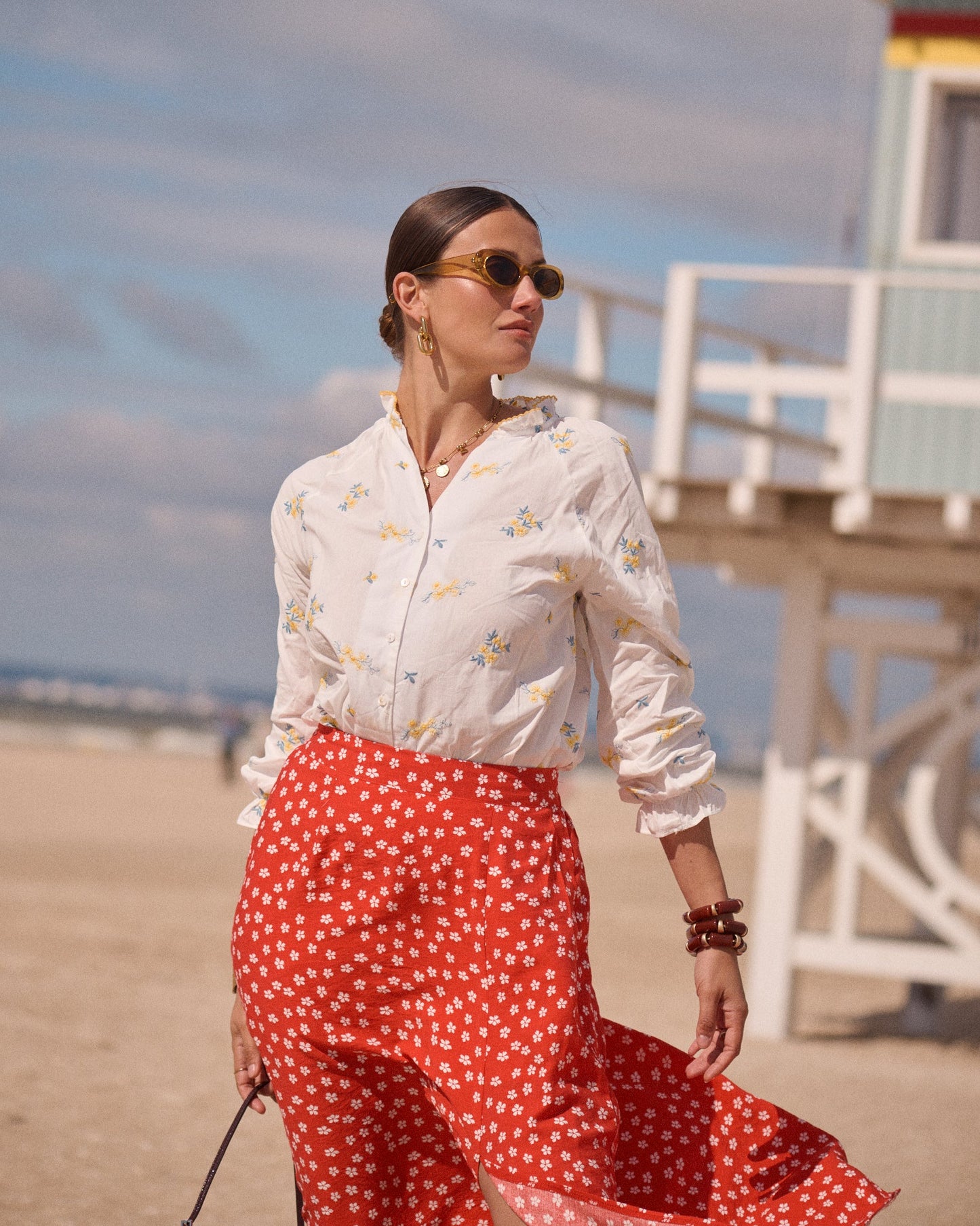 Red Floral Skirt
