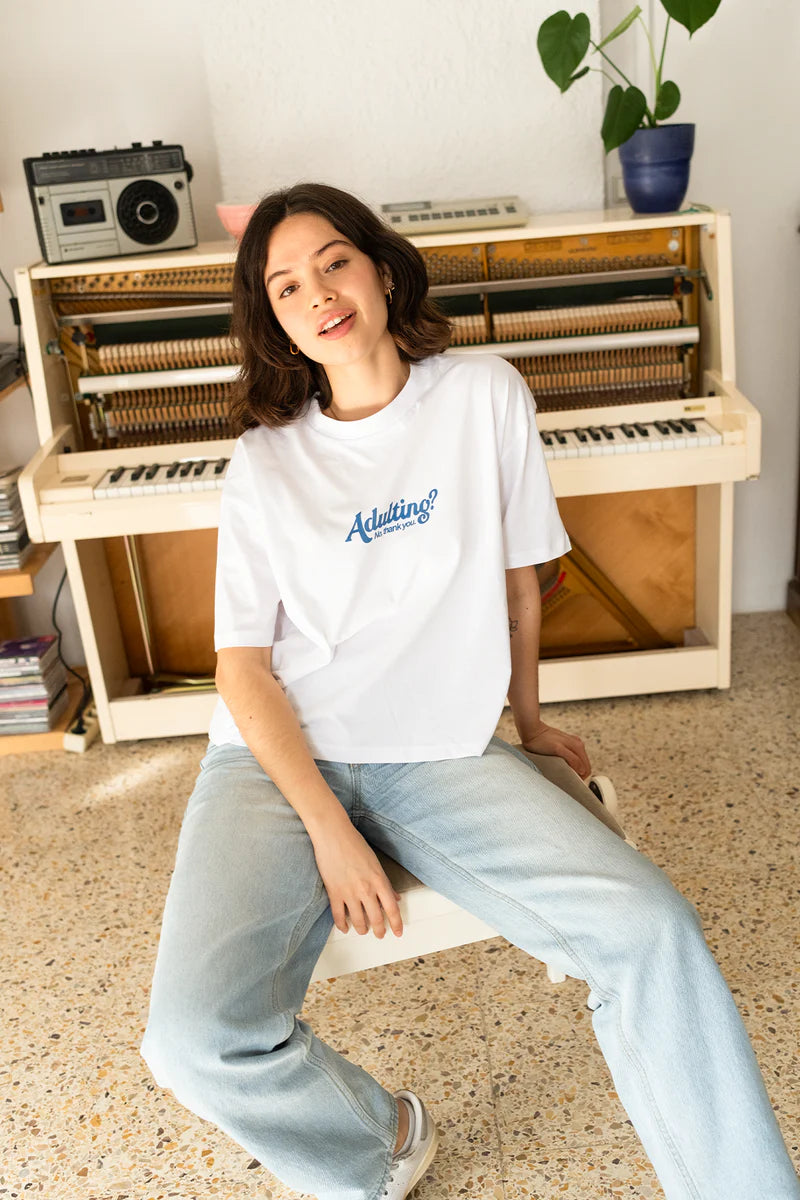 Adulting? No, Thanks | White Boxy Tee