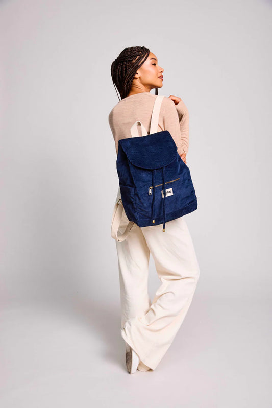 Eliot Navy Velvet Backpack