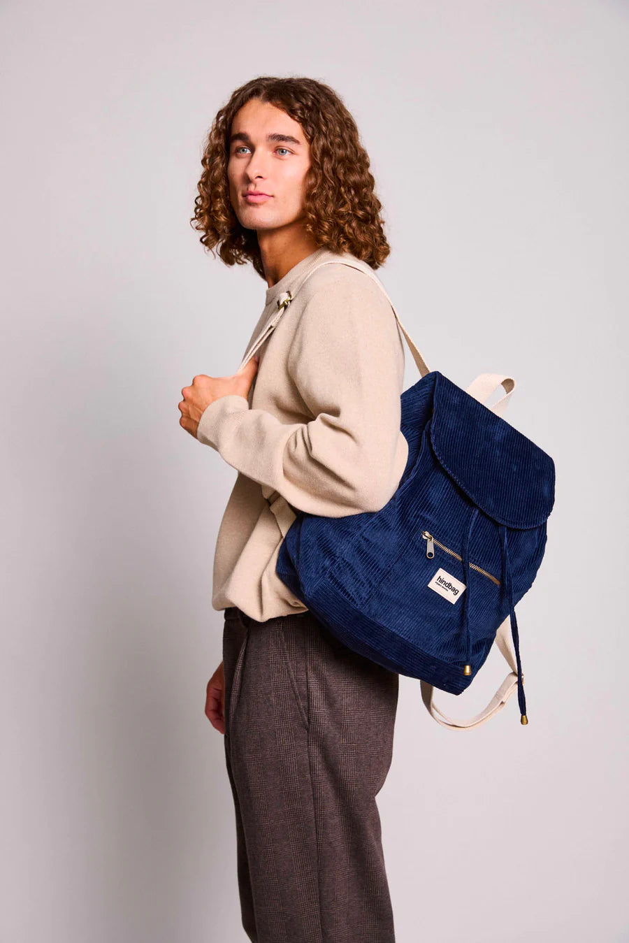 Eliot Navy Velvet Backpack
